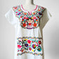 1980s White Floral Folk Embroidered Cotton Shirt - Sz. O/S