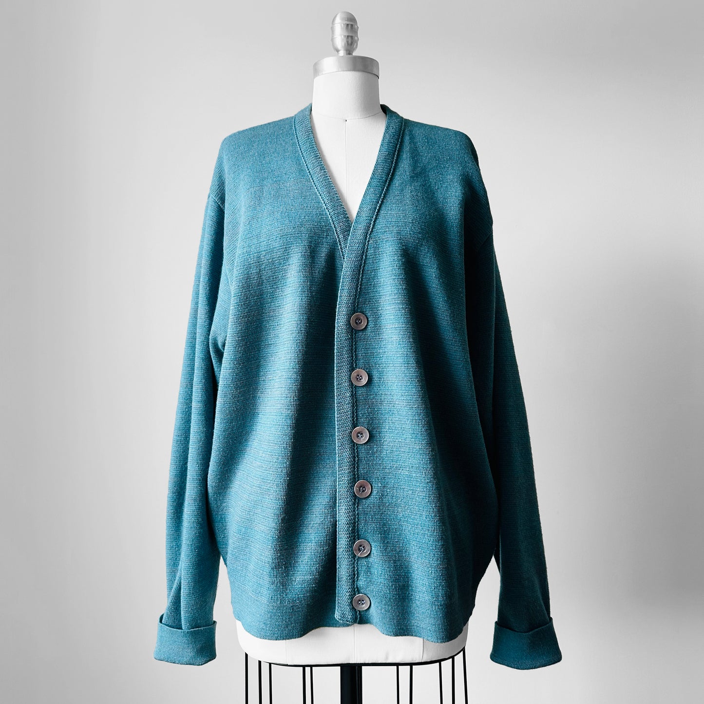 1950s - 1960s Robins Egg Blue Wool Blended Button Front Cardigan Sweater - Sz. M/L