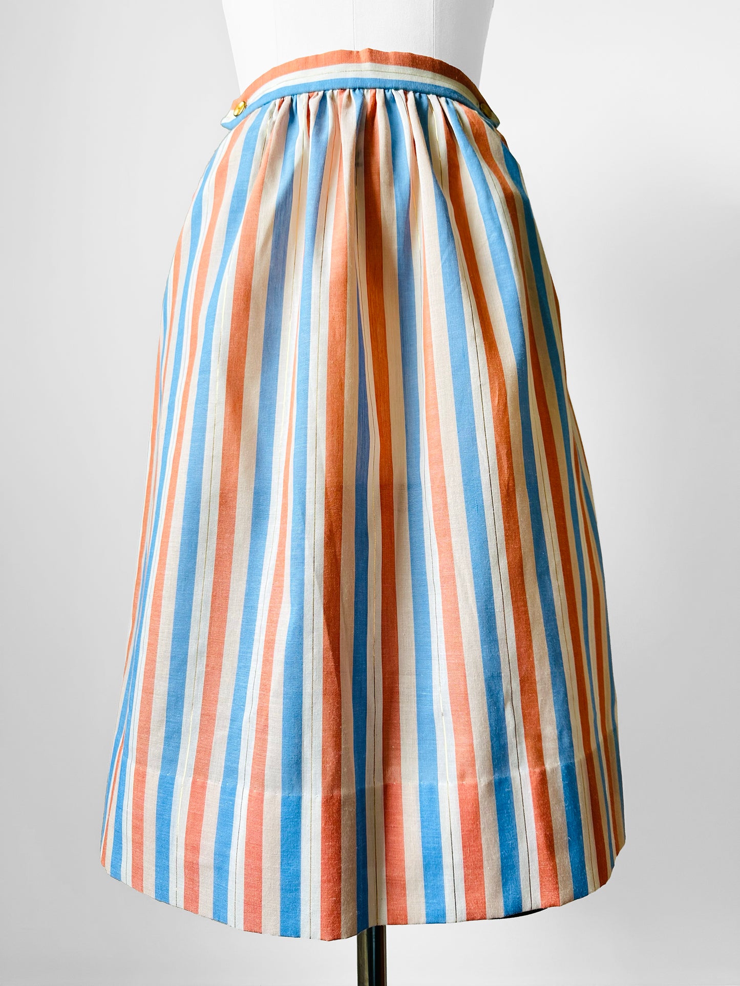 1970s Handmade Stripe Lightweight Cotton Stripe Summer Skirt - Sz. S/M