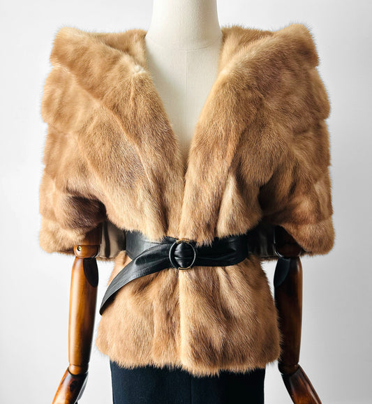 1950s - 1960s Beige Monogrammed Mink Fur Stole