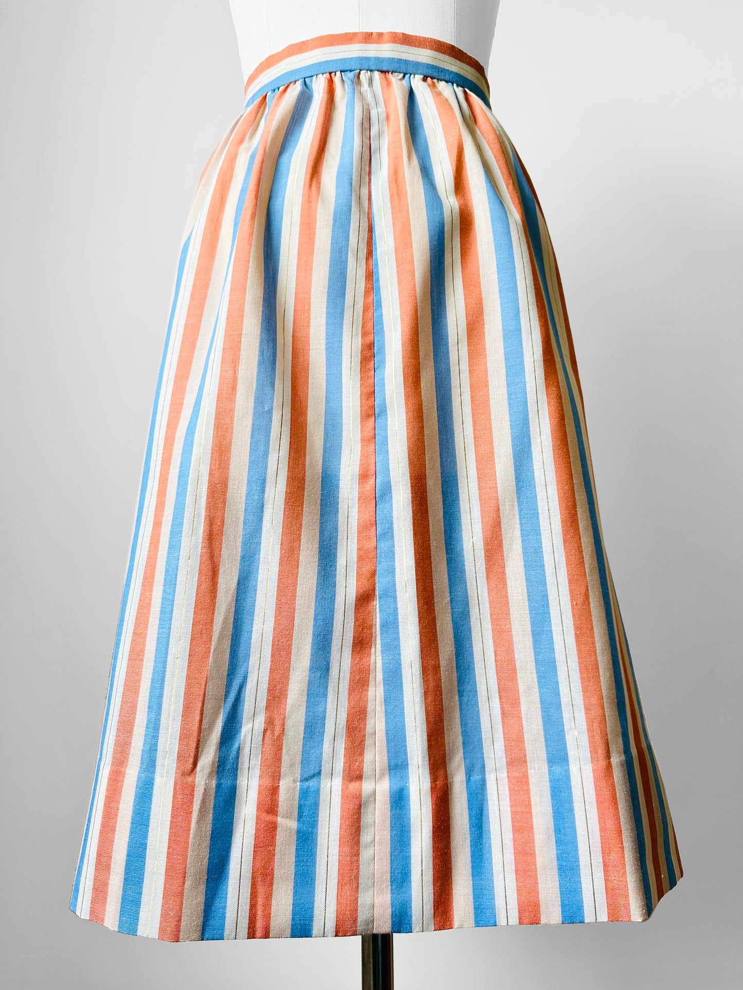 1970s Handmade Stripe Lightweight Cotton Stripe Summer Skirt - Sz. S/M