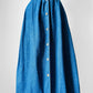 1970s - 1980s WRANGLER Button Front Blue Chambray Jean Skirt - Sz. Sm.