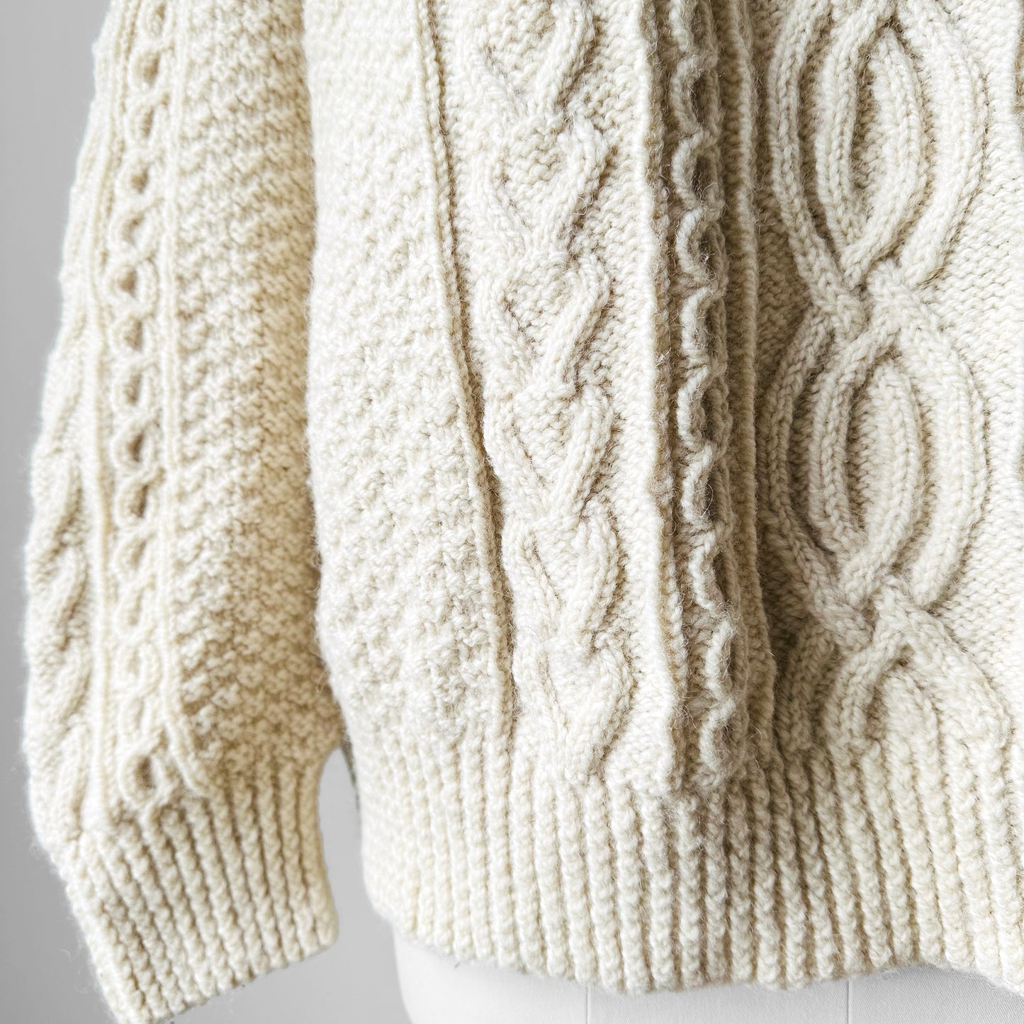 1980s Chunky Cream Fisherman's Wool Cable-Knit Sweater - Sz. O/S