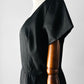1950s Black Beaded Silk Taffeta Appliqué Detail Cocktail Dress - Sz. M/L