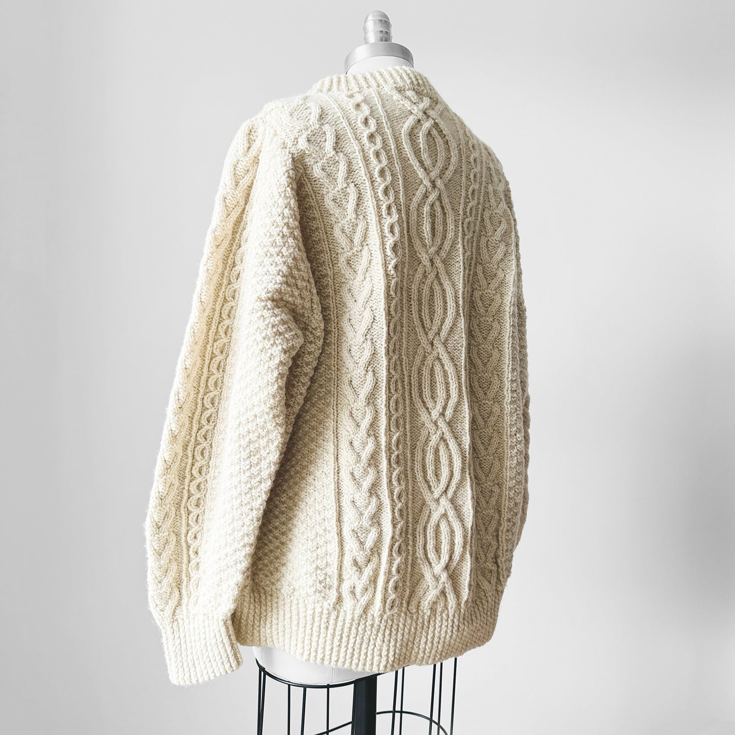 1980s Chunky Cream Fisherman's Wool Cable-Knit Sweater - Sz. O/S