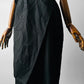 1950s Black Beaded Silk Taffeta Appliqué Detail Cocktail Dress - Sz. M/L