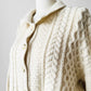 Cream Fisherman's Wool Cable-Knit Cardigan Sweater - Sz. S/M