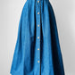 1970s - 1980s WRANGLER Button Front Blue Chambray Jean Skirt - Sz. Sm.