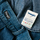 1970s - 1980s WRANGLER Button Front Blue Chambray Jean Skirt - Sz. Sm.