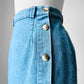 1990s Blue Soft Chambray Side Button Jean Skirt - Sz. Small