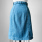 1990s Blue Soft Chambray Side Button Jean Skirt - Sz. Small