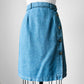 1990s Blue Soft Chambray Side Button Jean Skirt - Sz. Small