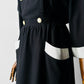 1980s Black Button Detail Dress with White Collar and Cuff Details - Sz. Small