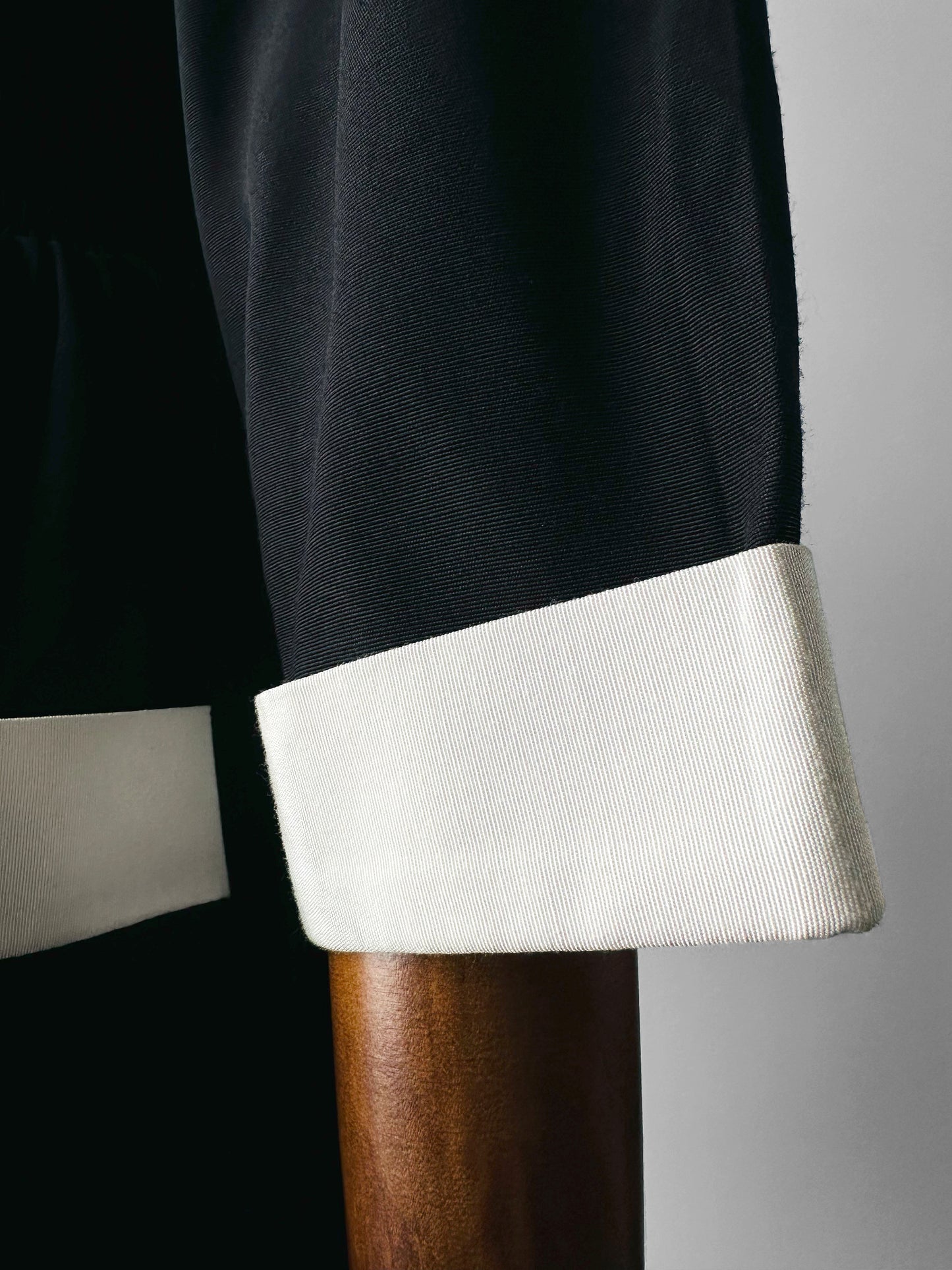 1980s Black Button Detail Dress with White Collar and Cuff Details - Sz. Small