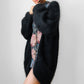 1980s Black Floral Tapestry Relaxed Fit Mohair Knit Cardigan Sweater