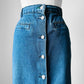 1990s - 2000s Blue Soft Chambray Tommy Hilfiger Front Button Jean Skirt - Sz. Small