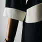 1980s Black Button Detail Dress with White Collar and Cuff Details - Sz. Small