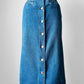 1990s - 2000s Blue Soft Chambray Tommy Hilfiger Front Button Jean Skirt - Sz. Small