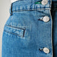 1990s - 2000s Blue Soft Chambray Tommy Hilfiger Front Button Jean Skirt - Sz. Small