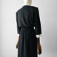 1980s Black Button Detail Dress with White Collar and Cuff Details - Sz. Small