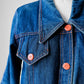 1990s 70s Style Blue Jean Button Front Jacket - Sz. S