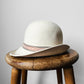 Cream Stitched Trimmed Wool Felt Fedora - Sz. S/M