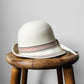 Cream Stitched Trimmed Wool Felt Fedora - Sz. S/M