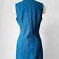 1990s Sleeveless Collared Blue Jean Zip Front Dress - Sz. M/L