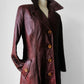 1970s Long Tapered Waist Auburn Brown Soft Leather Quilted Lining Coat