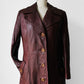 1970s Long Tapered Waist Auburn Brown Soft Leather Quilted Lining Coat