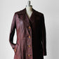 1970s Long Tapered Waist Auburn Brown Soft Leather Quilted Lining Coat