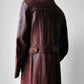 1970s Long Tapered Waist Auburn Brown Soft Leather Quilted Lining Coat