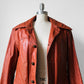 1970s Amber Well-Worn Braided Detail Faux Fur Lined Leather Jacket