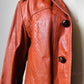 1970s Amber Well-Worn Braided Detail Faux Fur Lined Leather Jacket