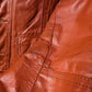 1970s Amber Well-Worn Braided Detail Faux Fur Lined Leather Jacket