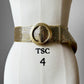 1970s - 1980s Whiting and Davis USA Gold Metal Mesh Leather Slip Belt