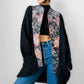 1980s Black Floral Tapestry Relaxed Fit Mohair Knit Cardigan Sweater