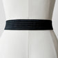 1980s Black Stretch Waist Adjustable Enamelled Metal Flower Buckle Belt - Sz. 30 - 34 inch