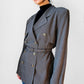 1980s Stripe Belted Tapered-Waist Spring Blazer - Sz. S/M