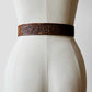 1970s Amber Brown Leather Tooled Leather Silver Buckle Belt - Waist. 24 - 28 inch