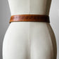 1970s Tan Enamelled Buckle Eagle Buckle Tooled Leather Belt - 28 - 40 Waist