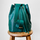 1990s Emerald Green Leather Claudie Quentin Structured Bucket Shoulder Bag