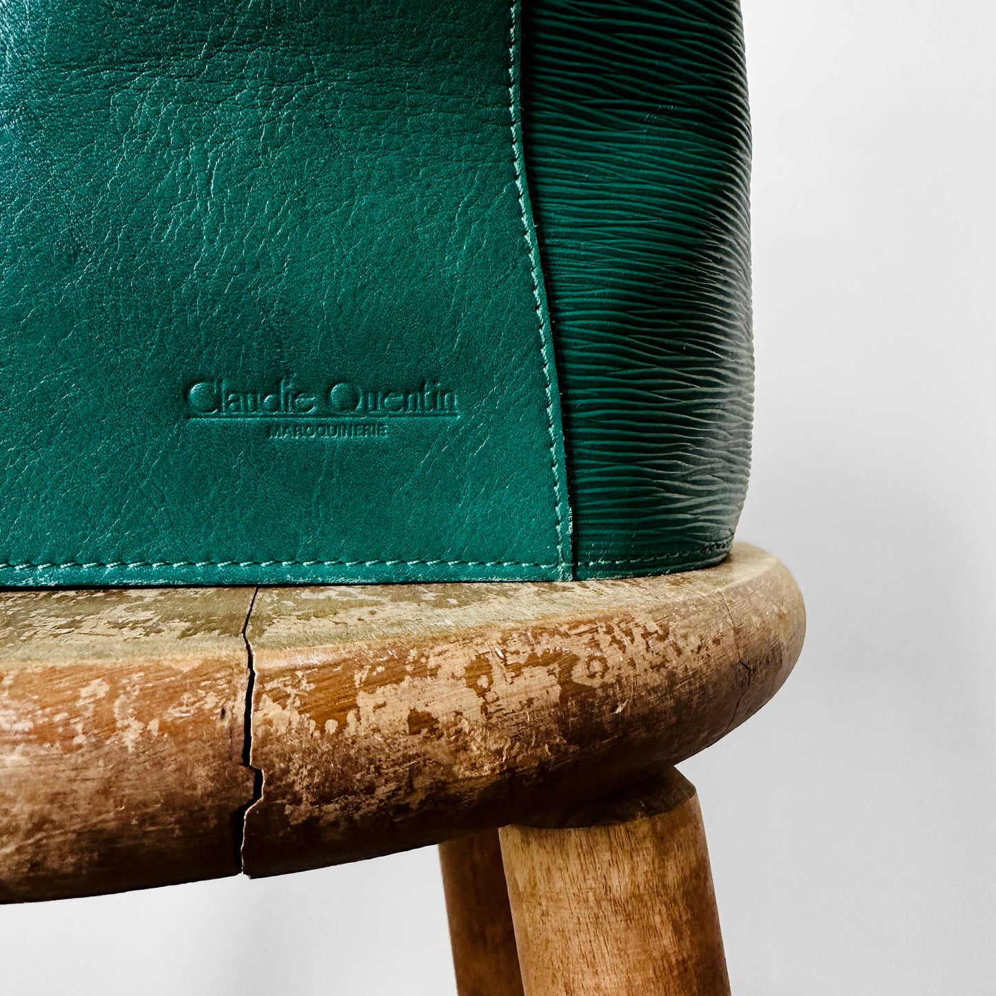 1990s Emerald Green Leather Claudie Quentin Structured Bucket Shoulder Bag