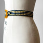 1960s Two-Tone Woven Amber Lucite Circle Buckle Braided Slip Belt - Waist 24