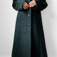 1980s Hunter Green Heavy Wool Military Overcoat - Sz. S/M