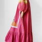 1970s - 1980s Pink and Green Cactus Cotton Prairie Dress - Sz. S/M