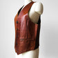 1970s Tobacco Tanned Leather Wood Button Vest - Sz. M/L