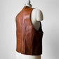 1970s Tobacco Tanned Leather Wood Button Vest - Sz. M/L