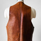 1970s Tobacco Tanned Leather Wood Button Vest - Sz. M/L