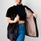 1970s Upcycled Crop Sleeve Lined Open Front Fur Vest - Sz. S/M